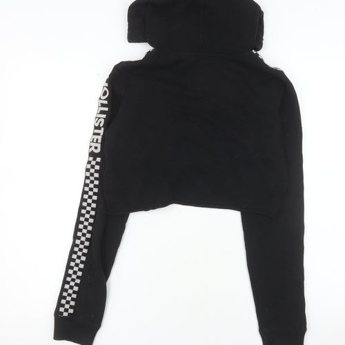 Hollister Womens Black Cropped Hoodie Small Hooded Pullover