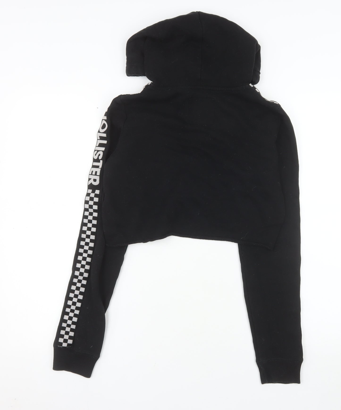 Hollister Womens Black Cropped Hoodie Small Hooded Pullover