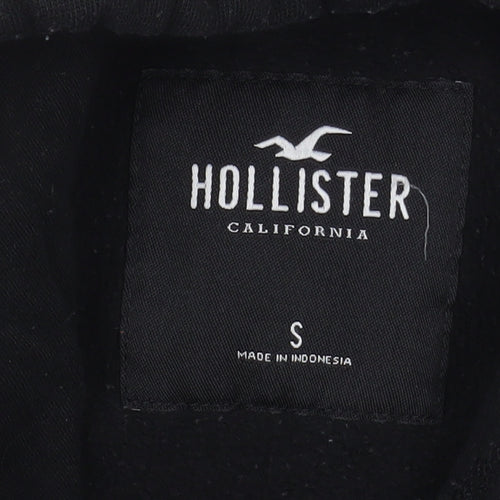Hollister Womens Black Cropped Hoodie Small Hooded Pullover
