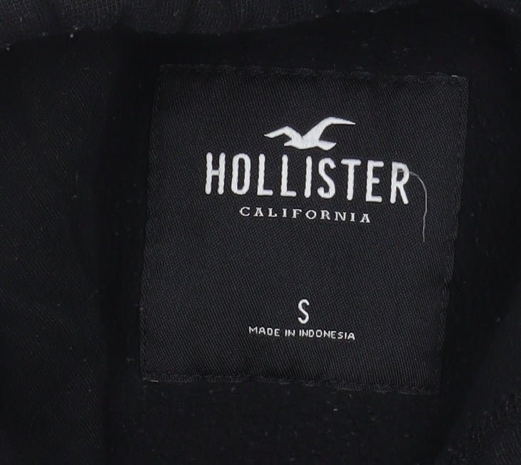 Hollister Womens Black Cropped Hoodie Small Hooded Pullover
