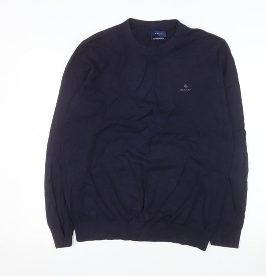Gant Men's Blue Cotton Cashmere Crew Neck Jumper Medium