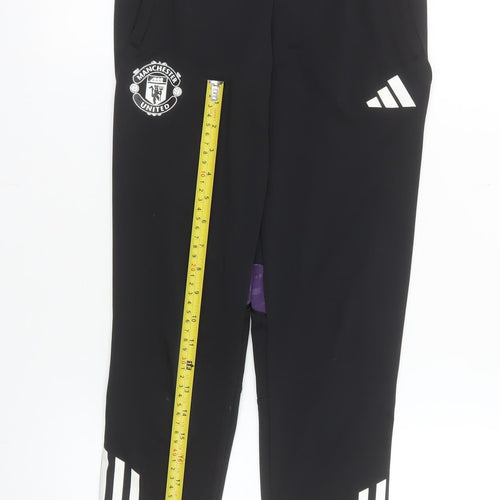 Adidas Boys Black Manchester United Track Pants 11-12 Years Tapered Fit