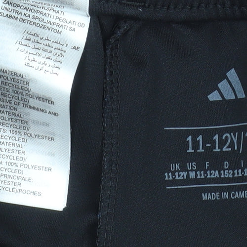 Adidas Boys Black Manchester United Track Pants 11-12 Years Tapered Fit