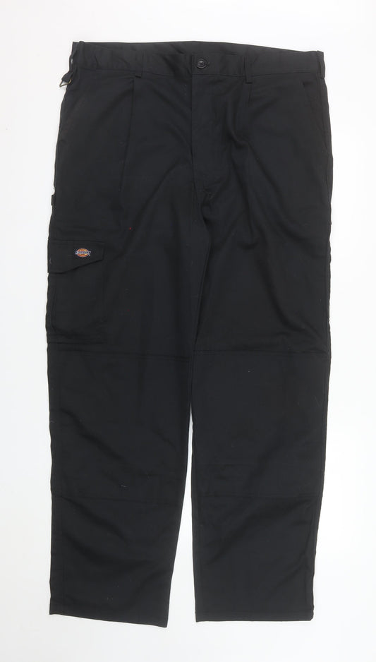 Dickies Men’s Black Cargo Work Trousers 38R Polyester Cotton Durable