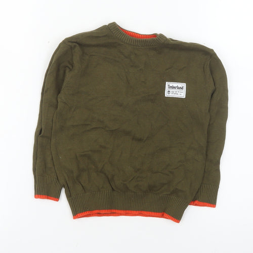 Timberland Boys Green Crew Neck Cotton Pullover Jumper Size 4 Years