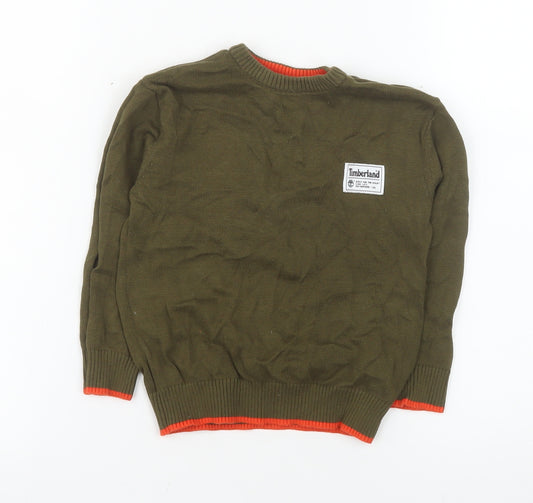Timberland Boys Green Crew Neck Cotton Pullover Jumper Size 4 Years