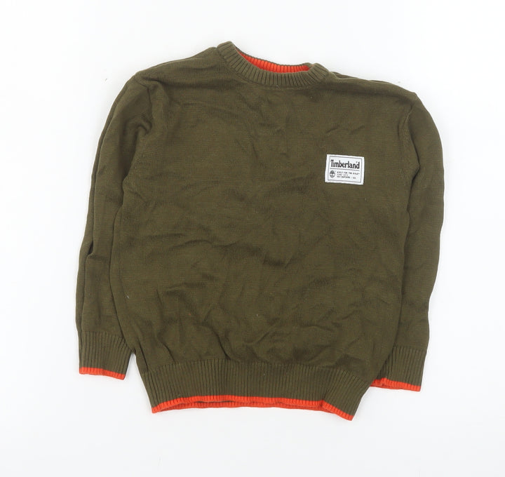 Timberland Boys Green Crew Neck Cotton Pullover Jumper Size 4 Years