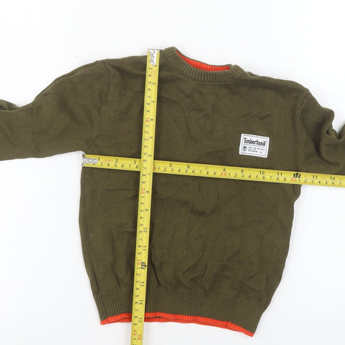 Timberland Boys Green Crew Neck Cotton Pullover Jumper Size 4 Years