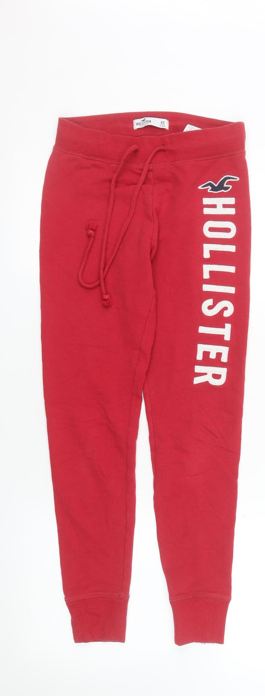 Hollister Women’s Red Jogger Sweatpants XS Cotton Blend Tapered Leg Activewear