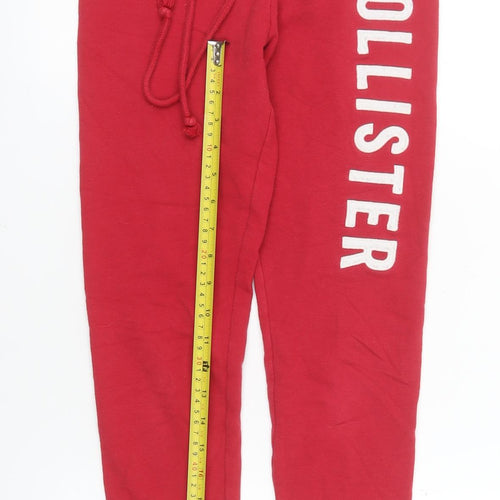 Hollister Women’s Red Jogger Sweatpants XS Cotton Blend Tapered Leg Activewear