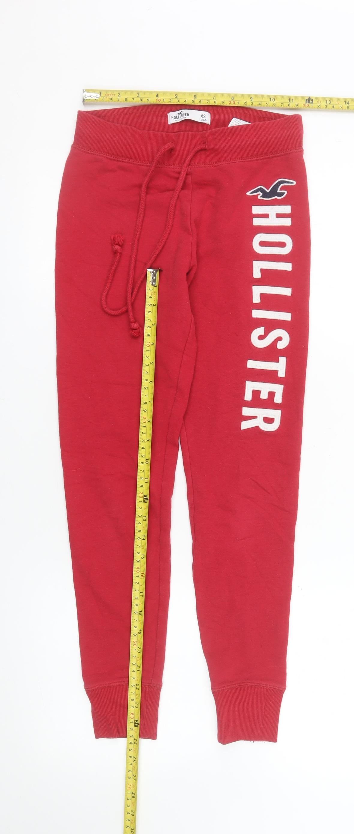 Hollister Women’s Red Jogger Sweatpants XS Cotton Blend Tapered Leg Activewear