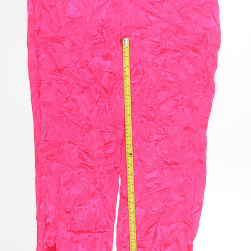 Savida Women’s Pink Satin Viscose Straight Trousers Size 14