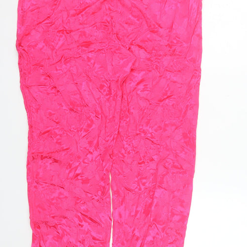 Savida Women’s Pink Satin Viscose Straight Trousers Size 14