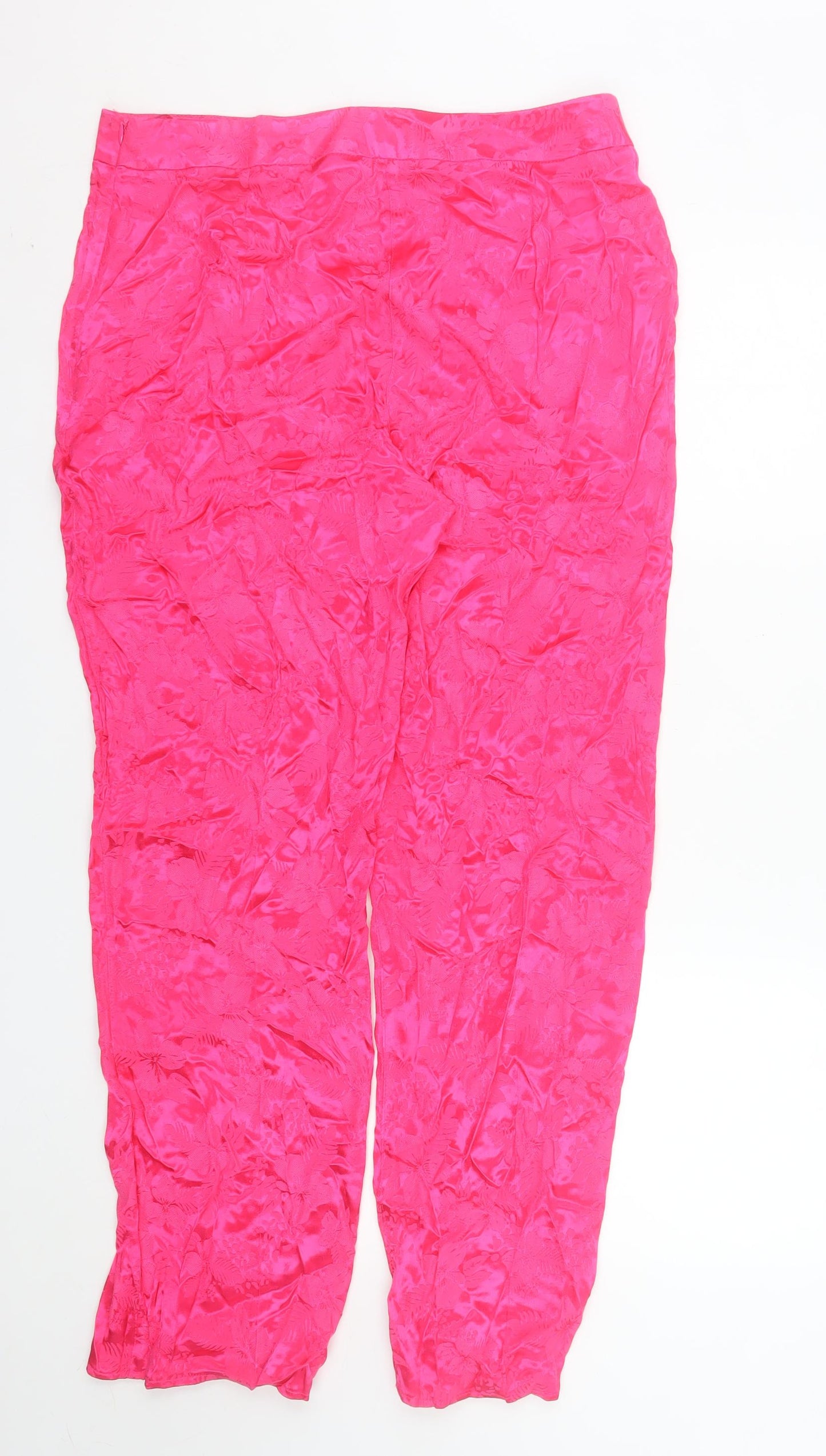 Savida Women’s Pink Satin Viscose Straight Trousers Size 14