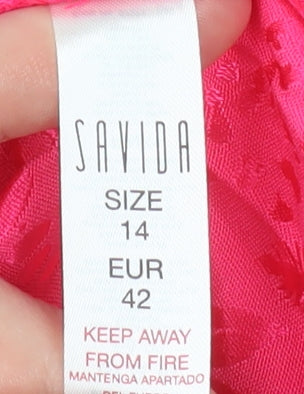 Savida Women’s Pink Satin Viscose Straight Trousers Size 14