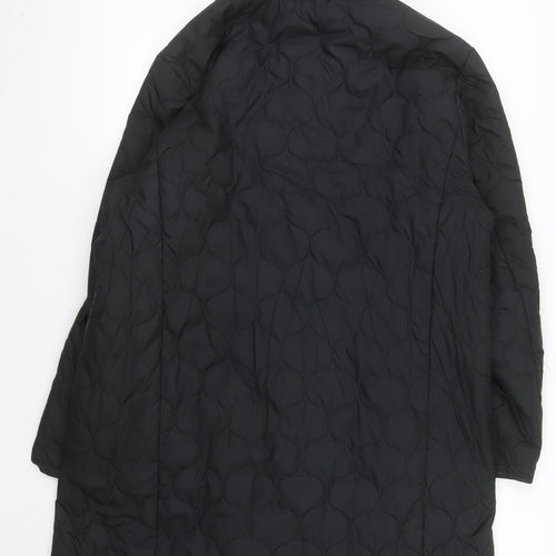 Marks and Spencer Womens Black Long Hooded Quilted Puffer Coat Size 14