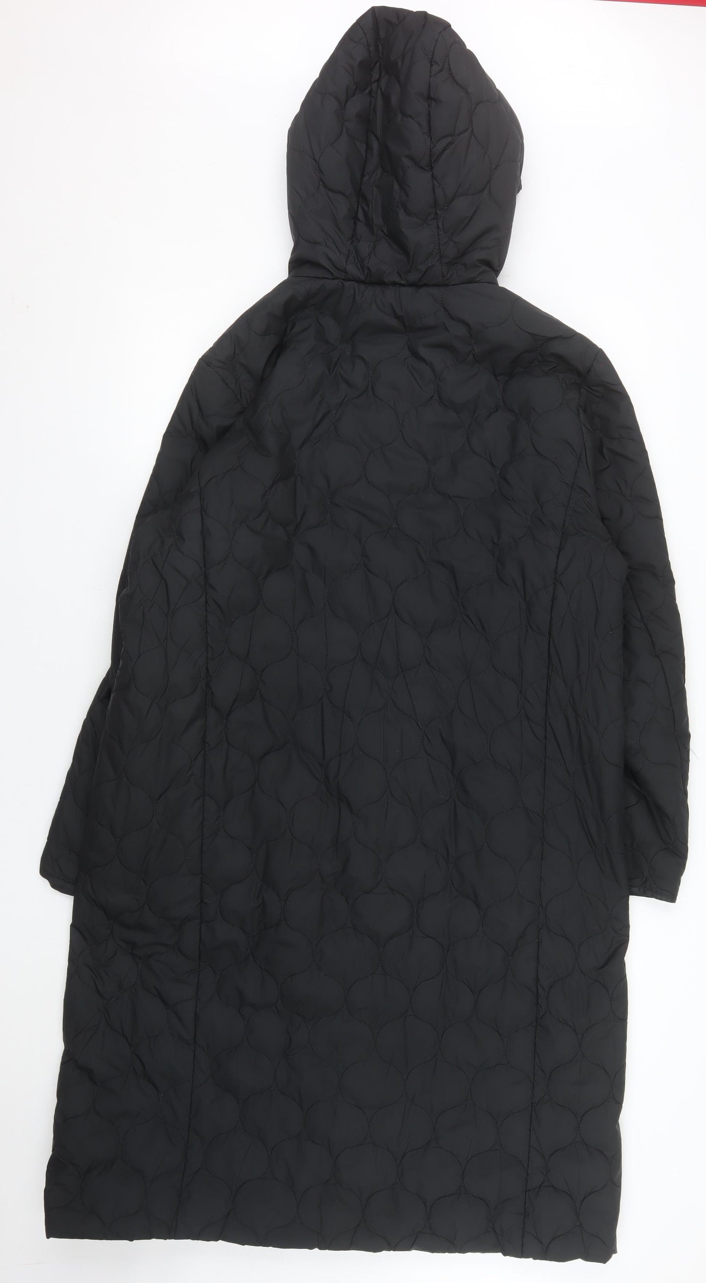 Marks and Spencer Womens Black Long Hooded Quilted Puffer Coat Size 14