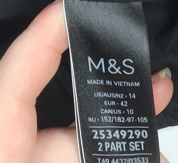 Marks and Spencer Womens Black Long Hooded Quilted Puffer Coat Size 14