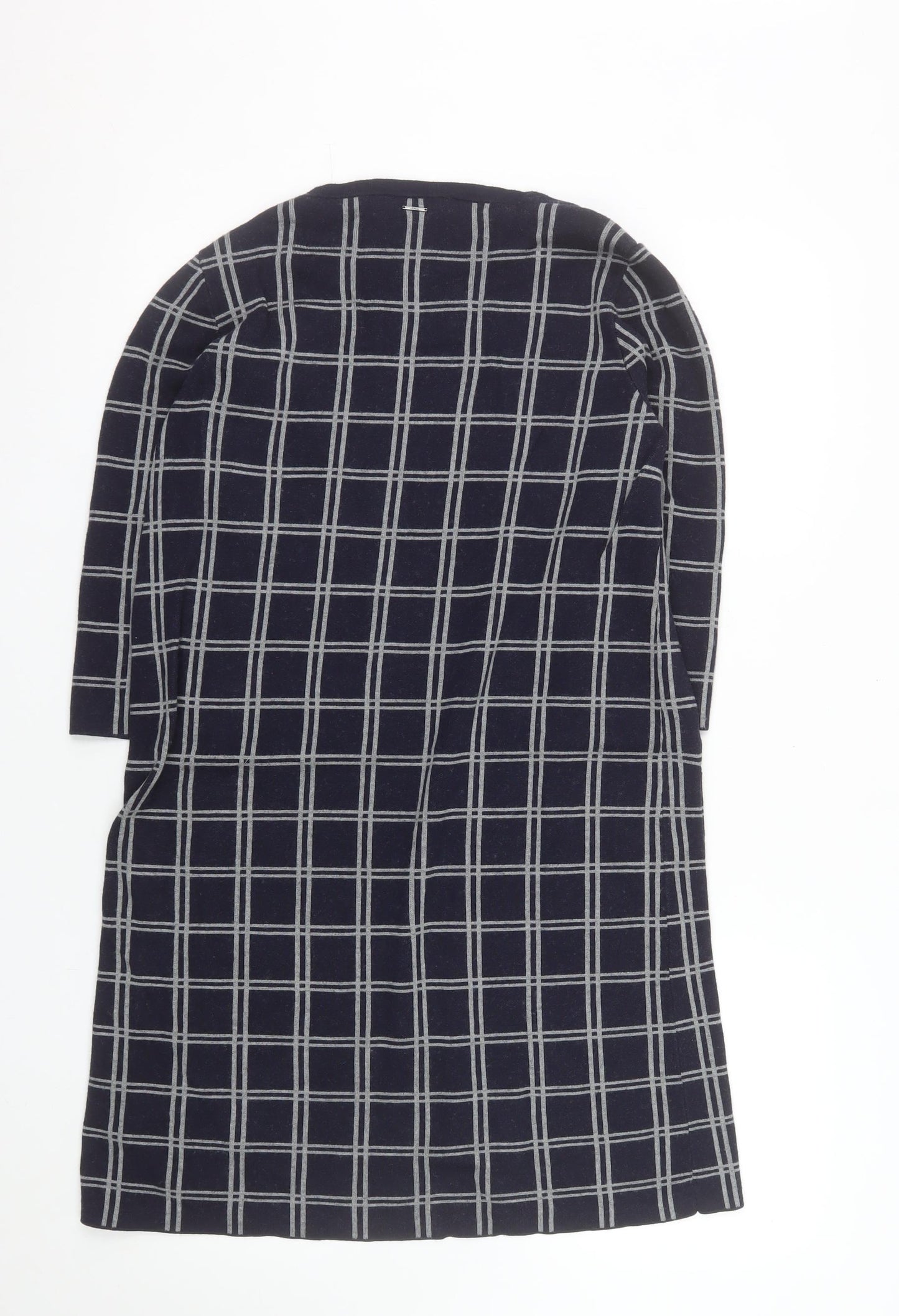 s.Oliver Women Blue Check Shift Dress Size 12 3/4 Sleeve Knit
