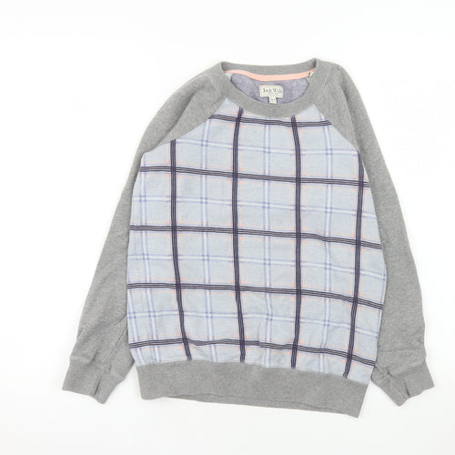 Jack Wills Womens Grey Blue Checked Pullover Sweatshirt UK 8