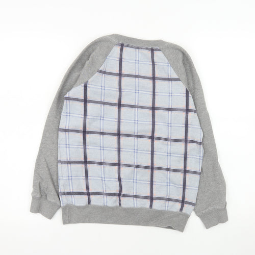 Jack Wills Womens Grey Blue Checked Pullover Sweatshirt UK 8