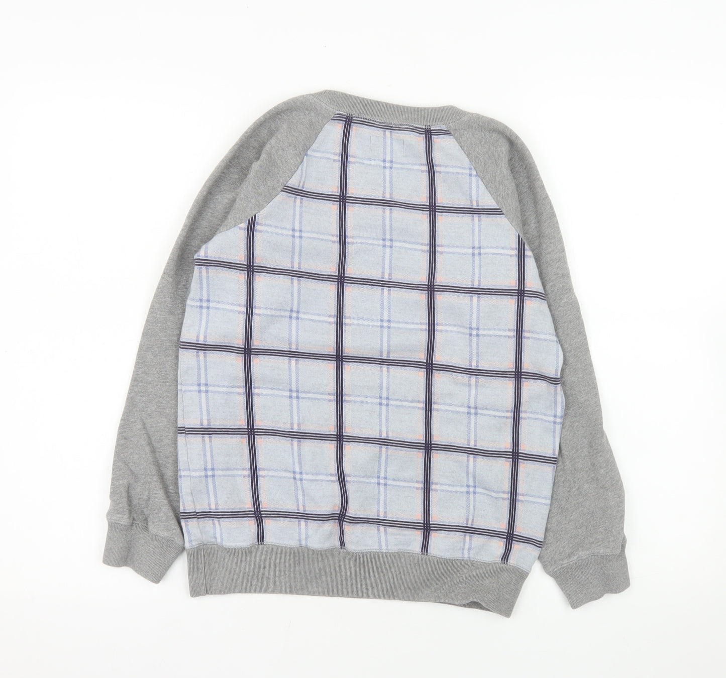 Jack Wills Womens Grey Blue Checked Pullover Sweatshirt UK 8