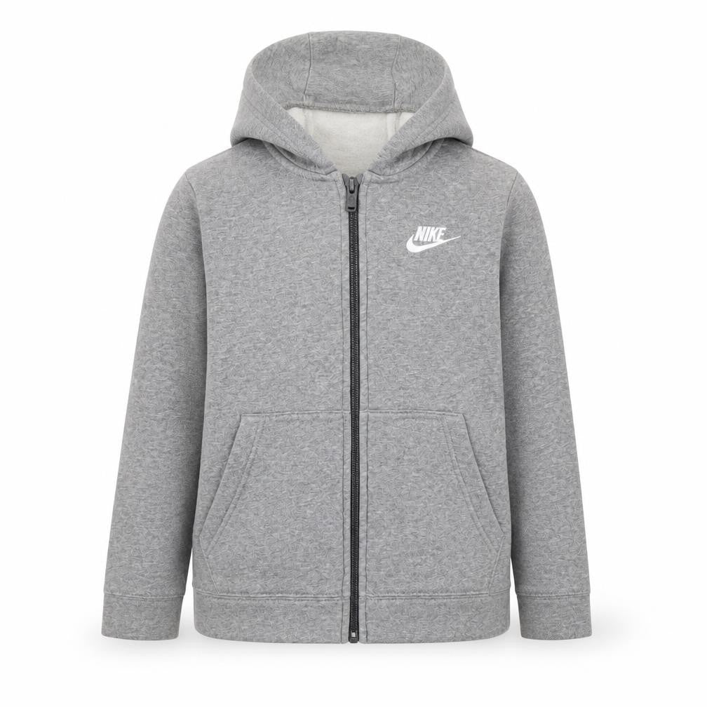 Nike Girls Grey Full Zip Hooded Jacket 8-9 Years Cotton Blend
