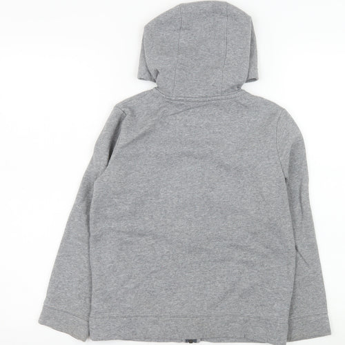 Nike Girls Grey Full Zip Hooded Jacket 8-9 Years Cotton Blend
