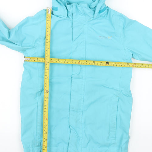 Regatta Girls Blue Waterproof Hooded Rain Coat Jacket 9-10 Years