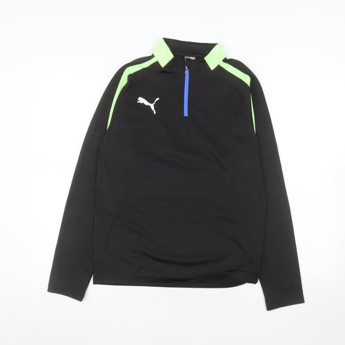 Puma Teens Black 1/4 Zip Sports Sweatshirt Size 164