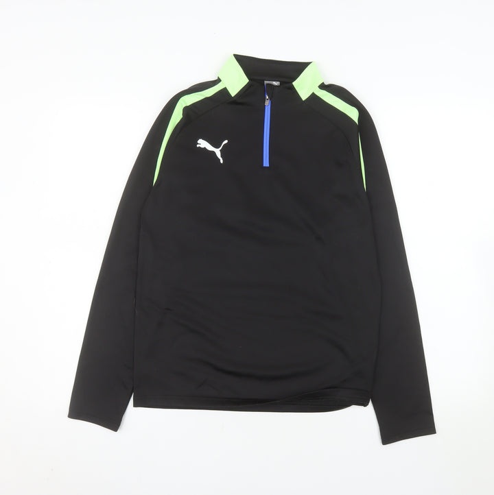 Puma Teens Black 1/4 Zip Sports Sweatshirt Size 164