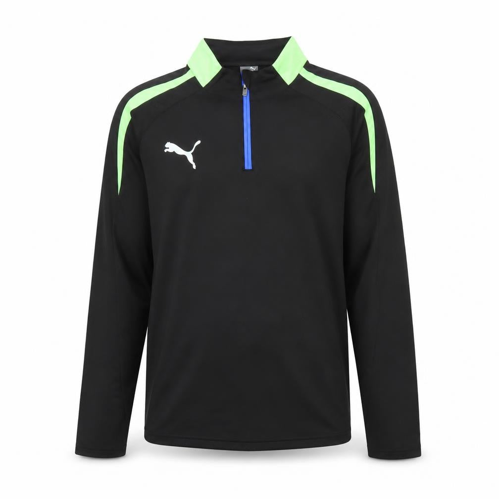 Front view of Puma Teens Black 1/4 Zip Sports Sweatshirt, size 164