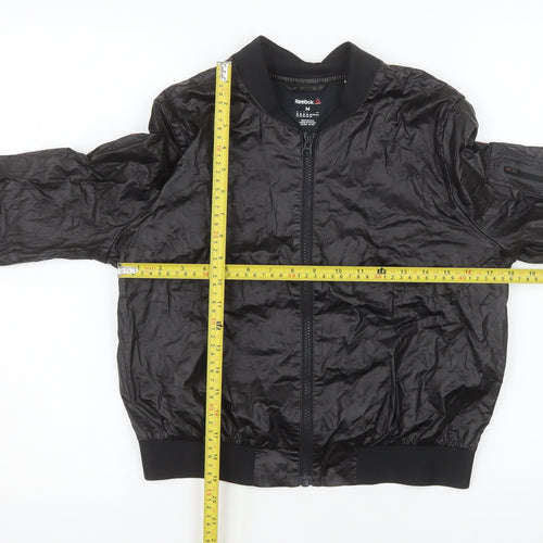 Reebok Women Black Cotton Bomber Jacket Size M
