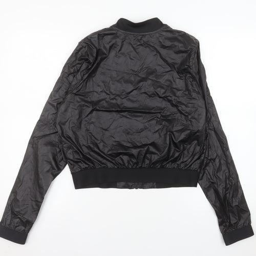 Reebok Women Black Cotton Bomber Jacket Size M