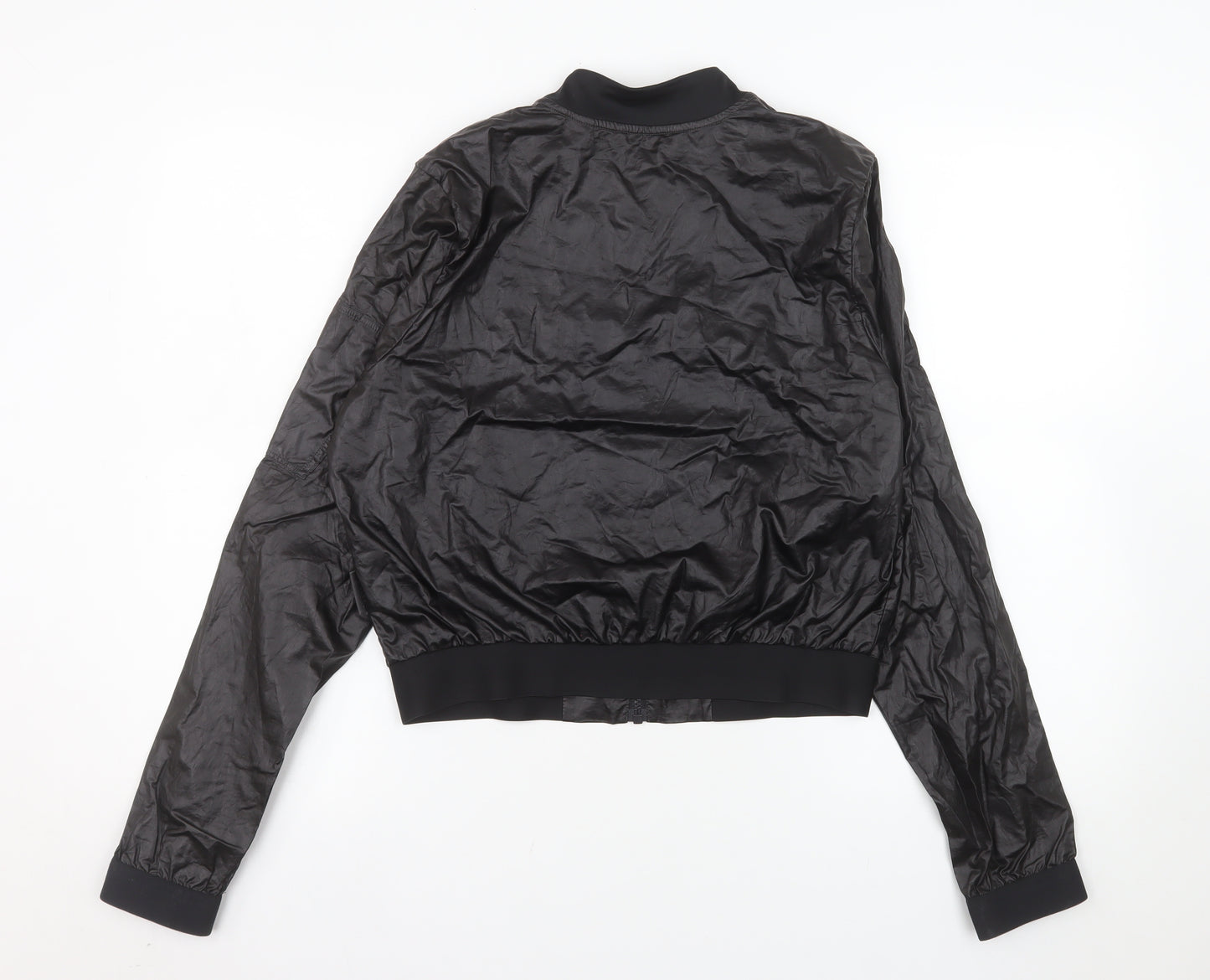 Reebok Women Black Cotton Bomber Jacket Size M