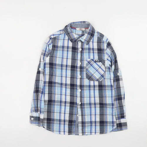 Lee Cooper Boys Blue Check Long Sleeve Button-Up Shirt 7-8 Years