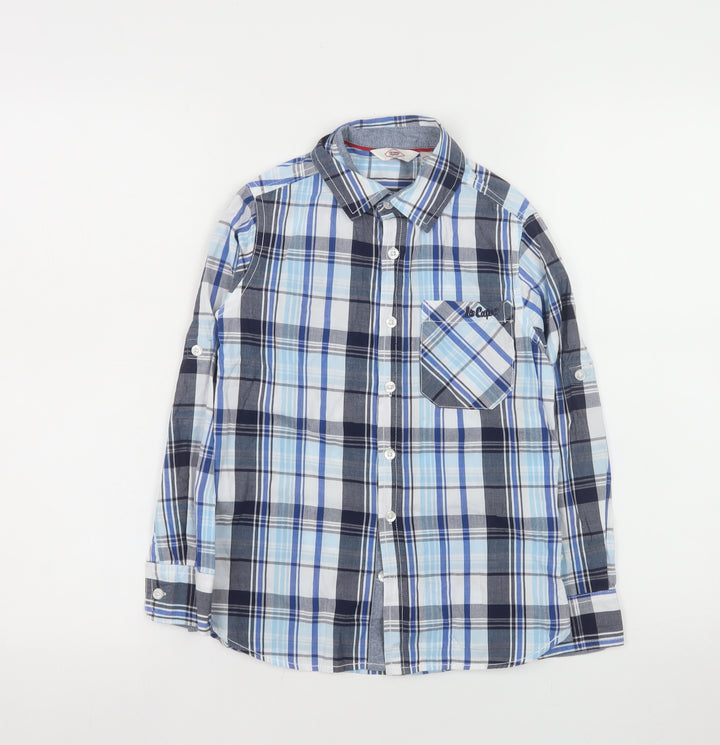 Lee Cooper Boys Blue Check Long Sleeve Button-Up Shirt 7-8 Years