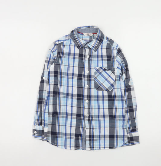 Lee Cooper Boys Blue Check Long Sleeve Button-Up Shirt 7-8 Years