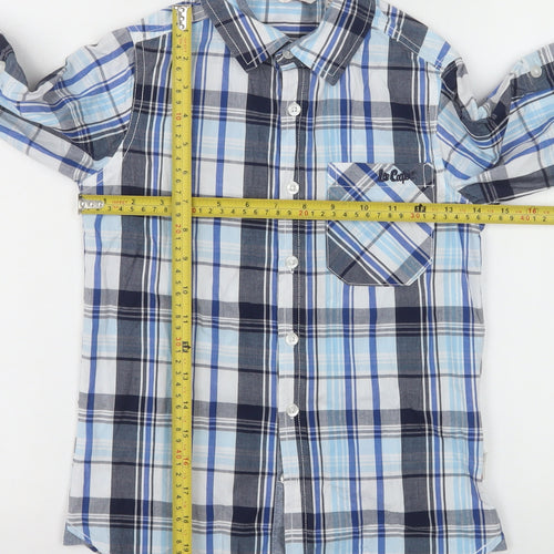 Lee Cooper Boys Blue Check Long Sleeve Button-Up Shirt 7-8 Years