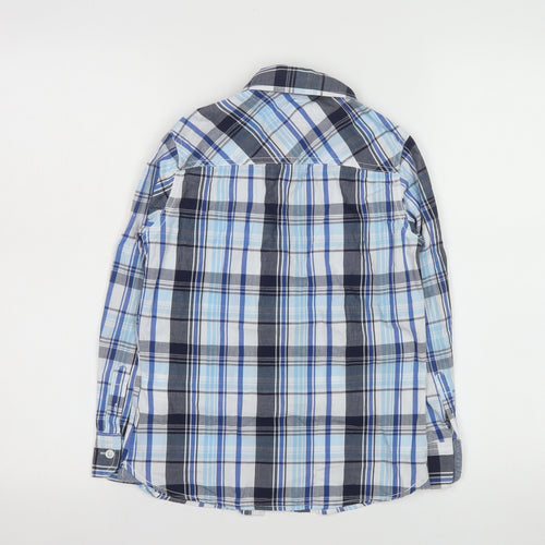 Lee Cooper Boys Blue Check Long Sleeve Button-Up Shirt 7-8 Years