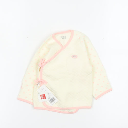 Hibe Unisex Baby Ivory Polka Dot Wrap Long Sleeve Cotton T-Shirt 3-6M