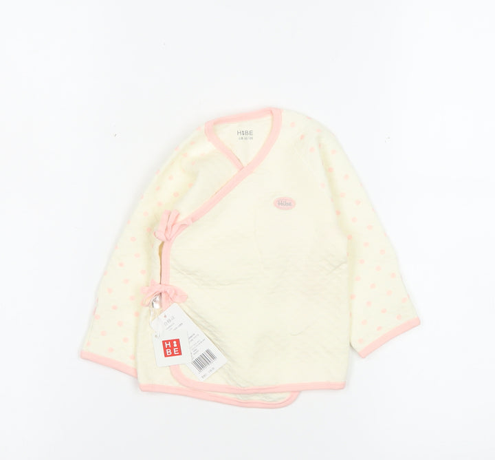 Hibe Unisex Baby Ivory Polka Dot Wrap Long Sleeve Cotton T-Shirt 3-6M