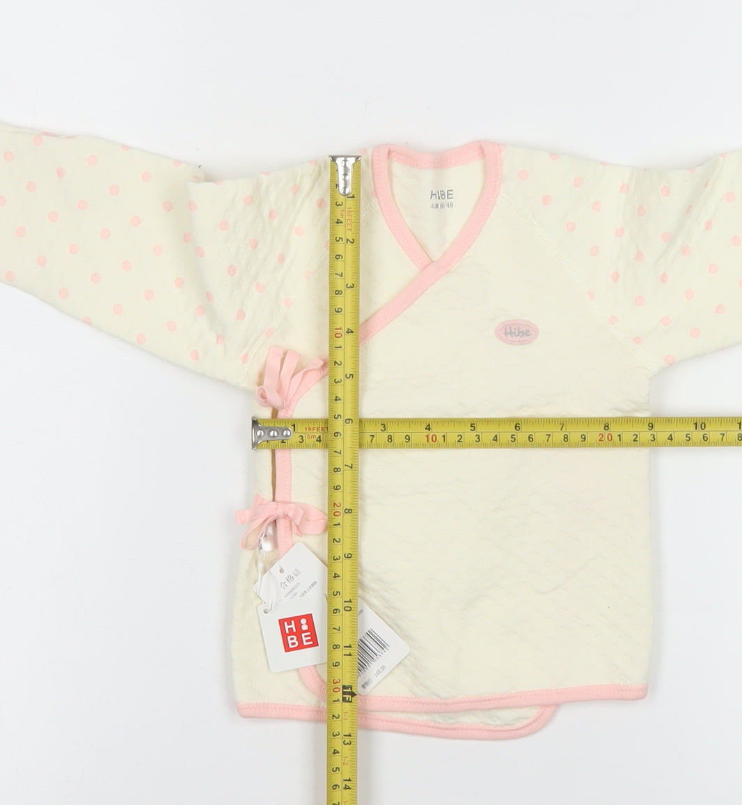 Hibe Unisex Baby Ivory Polka Dot Wrap Long Sleeve Cotton T-Shirt 3-6M