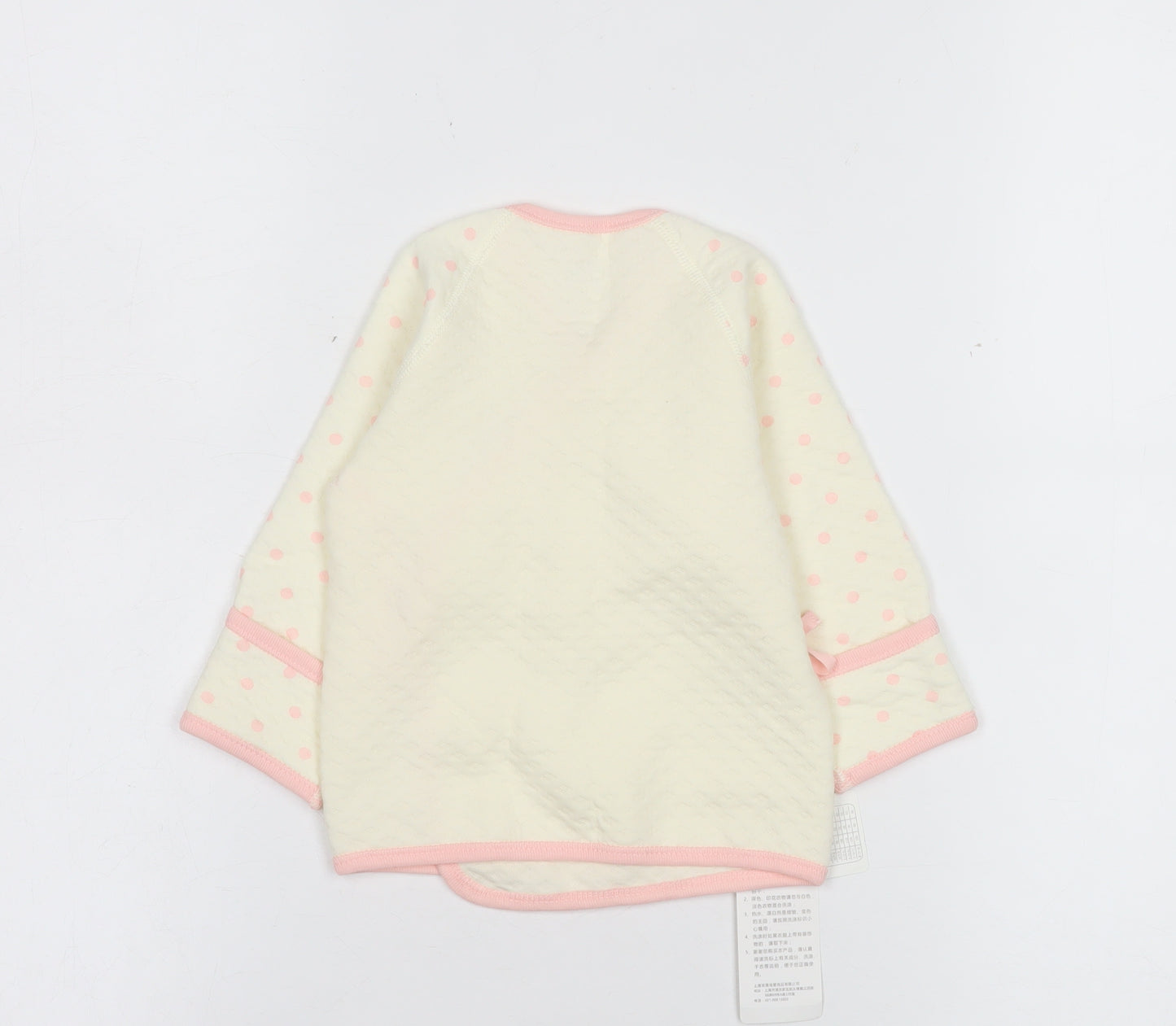 Hibe Unisex Baby Ivory Polka Dot Wrap Long Sleeve Cotton T-Shirt 3-6M