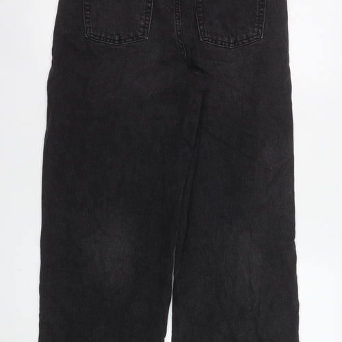 Primark Girls Black Wide-Leg Ripped Jeans Size 14-15 Years High Waist Denim