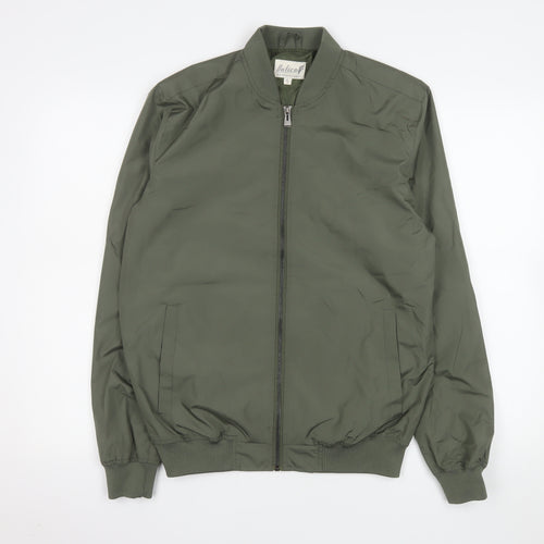 Ontiref Men's Green Polyester Bomber Jacket Size S Lightweight Casual
