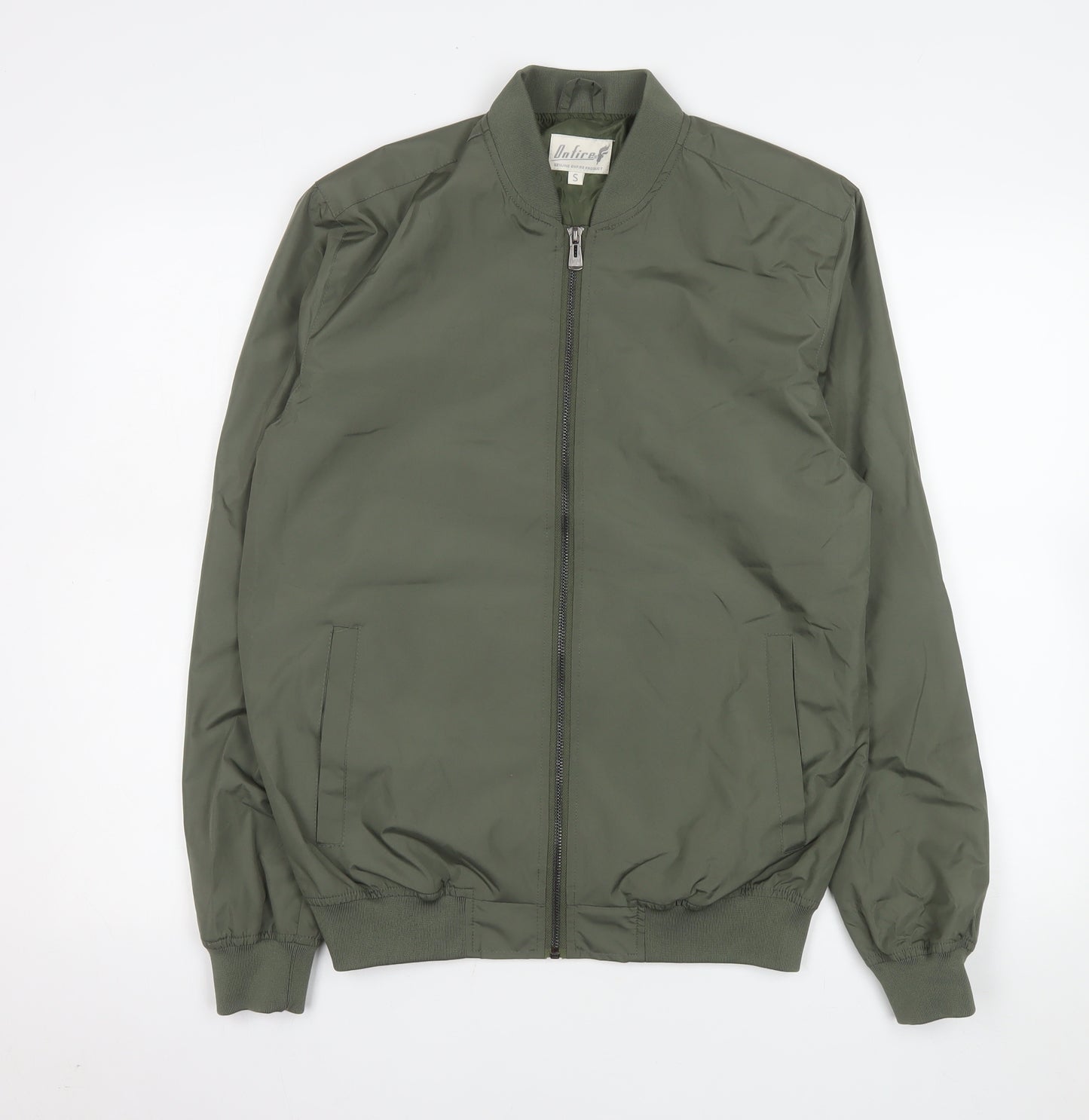 Ontiref Men's Green Polyester Bomber Jacket Size S Lightweight Casual