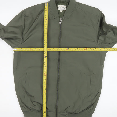 Ontiref Men's Green Polyester Bomber Jacket Size S Lightweight Casual