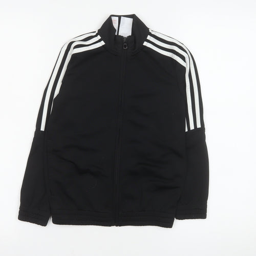 Adidas Boys Black 7-8 Years Track Jacket Full Zip Sports Top