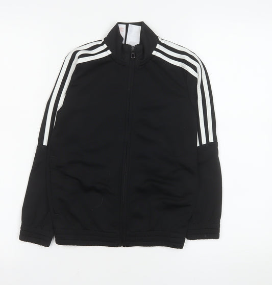 Adidas Boys Black 7-8 Years Track Jacket Full Zip Sports Top